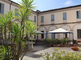 cortile interno con piante e dehor